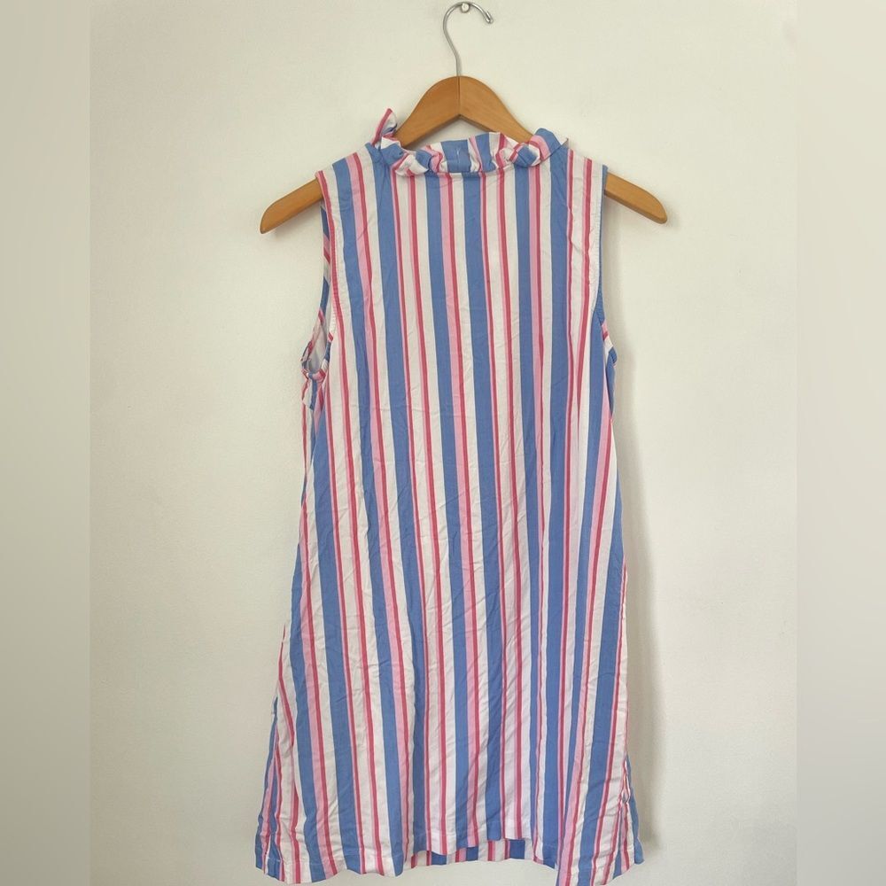 Crown & Ivy Women’s Striped Sleeveless Ruffle Neck Lined Dress Size Small preppy - Picture 2 of 9